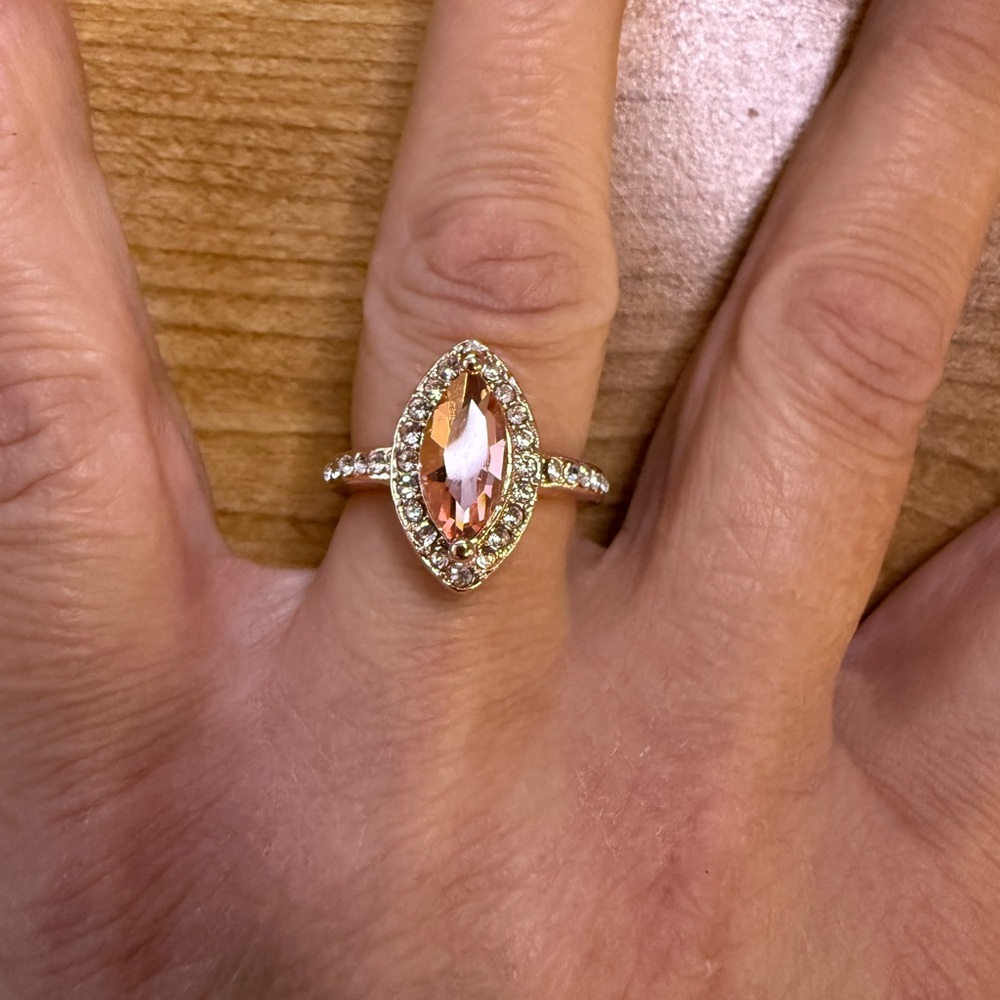 Elegant Marquise Cut Champagne Stone Ring